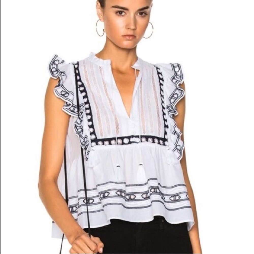 Sea New York Boho Lace Bib Ruffle Top